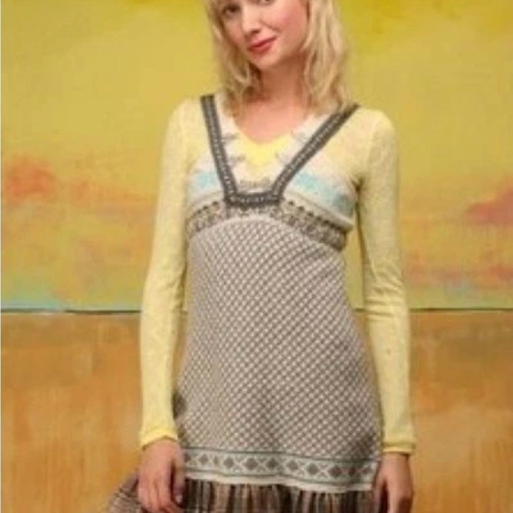 NWT Rare Vintage Free People Fair Isle Sweater Dress Frosty Blue S ASO Miranda C